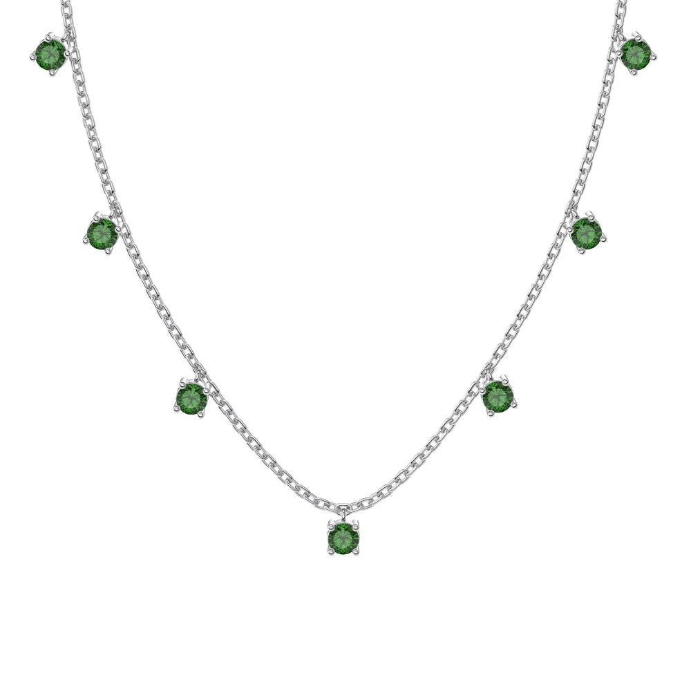 Aetolia 18K Gold Plated 925 Sterling Silver Necklace Round Green Emerald Pendant Necklace 5A Cubic Zirconia Cz Necklaces For Women