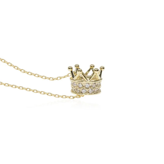 Aetolia Sliver Necklaces 925 Necklace Chain Gold Plated Jewelry 24K Crown Zircon Aetolia High Quality Crown Pendant Necklace