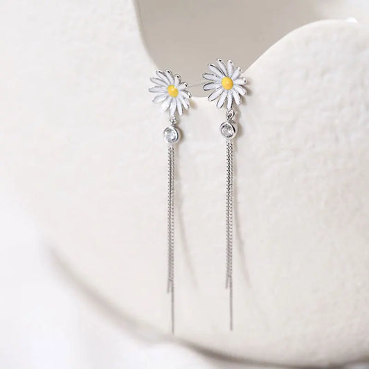 Aetolia Women Fashion Earrings Aetolia Silver Stud gold plated Daisy flower tassel earrings