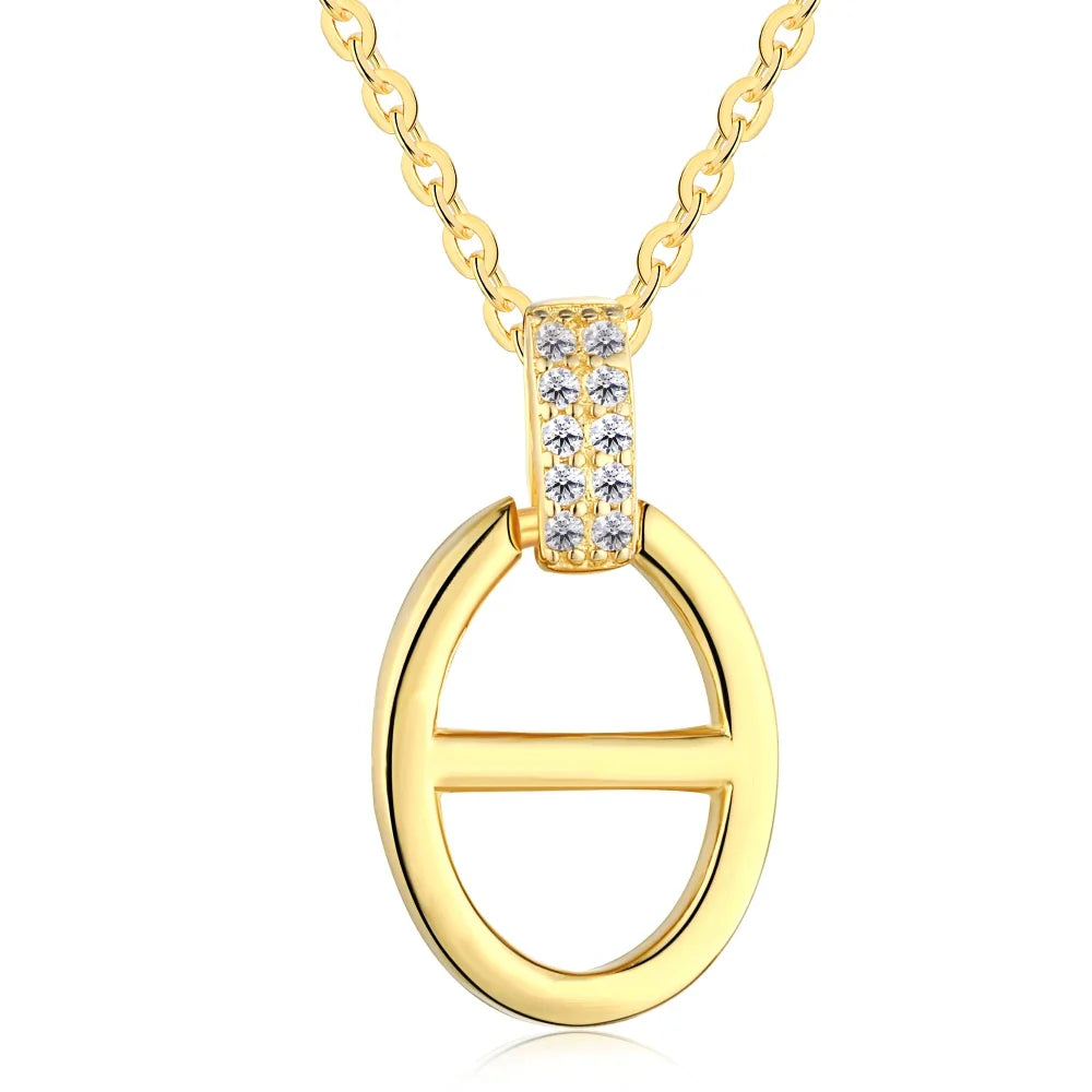 Aetolia Wholesale Sweater Hip Hop Coffee Bean Chain Link Choker Gold Plated Collar de Plata Sterling Silver 925 Pig Nose Necklace