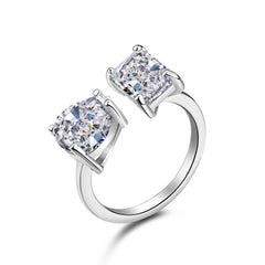 Aetolia New Arrivals Same As Jenner 8A Cz Ice Flower Cut S925 Sterling Silver Rhodium Plated Adjustable Rings