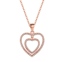 Aetolia Pop Seller Non Tarnish Double Hearts Circles With Bright Zircon Engraved Sterling Silver 925 Necklaces for Women