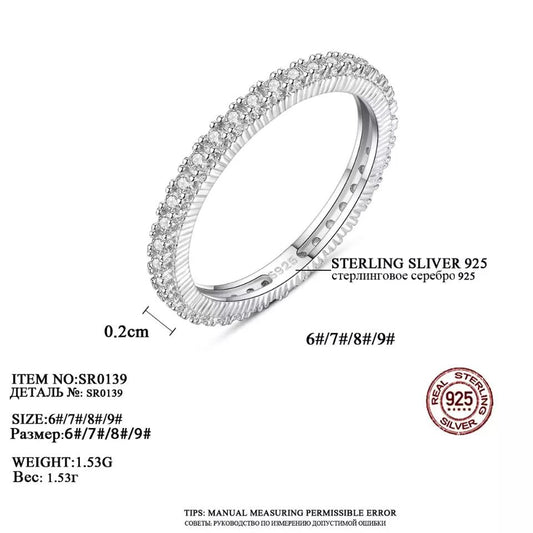 Aetolia 925 Sterling Silver 18K Gold Plated Simple Single Row CZ Diamond Stackable Ring SR0139