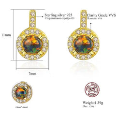 Aetolia 925 Sterling Silver Opal Earrings Luxury CZ Diamond Bezel Set Opal Stud Earrings SE0235