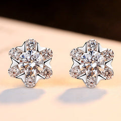 Aetolia 925 Sterling Silver 18K Gold Plated Snowflake CZ Diamond Stud Earrings SE0030