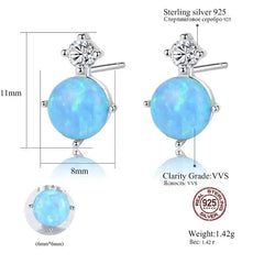 Aetolia 925 Sterling Silver Opal Earrings Trendy Solitaire CZ Diamond Opal Stud Earrings SE0223