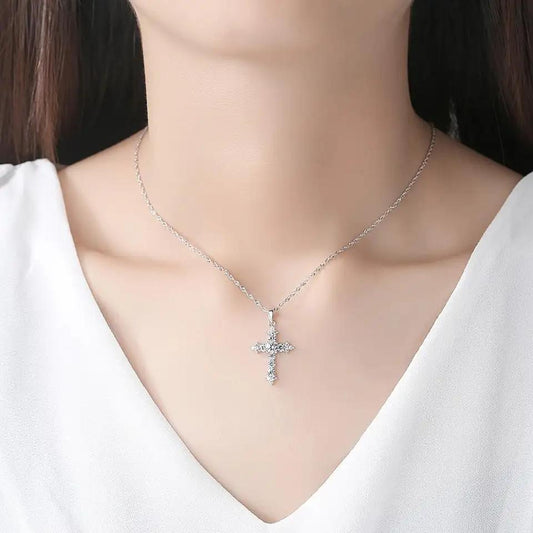 Aetolia 925 Sterling Silver 18K Gold Plated Fleurette Cross Pendant Necklace SN0314