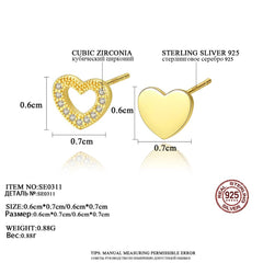 Aetolia 925 Sterling Silver 18K Gold Plated Unique Love Heart Stud Earrings SE0311