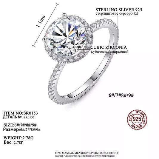 Aetolia 925 Sterling Silver 18K Gold Plated Round Solitaire Sparkle Halo Engagement Wedding Ring SR0153