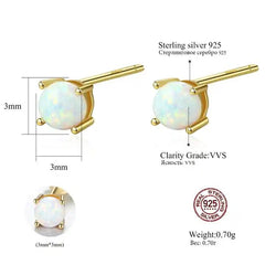 Aetolia 925 Sterling Silver Opal Earrings 4 Prongs Ball Opal Stud Earrings SE0315