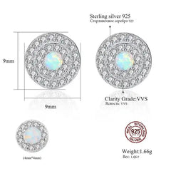 Aetolia 925 Sterling Silver Opal Earrings Circular Halo CZ Diamond Opal Stud Earrings SE0230