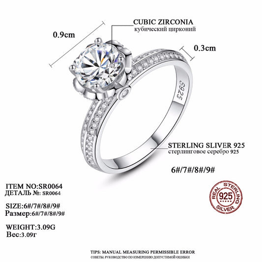 Aetolia 925 Sterling Silver 18K Gold Plated Double Row CZ Diamond Engagement Wedding Ring SR0064