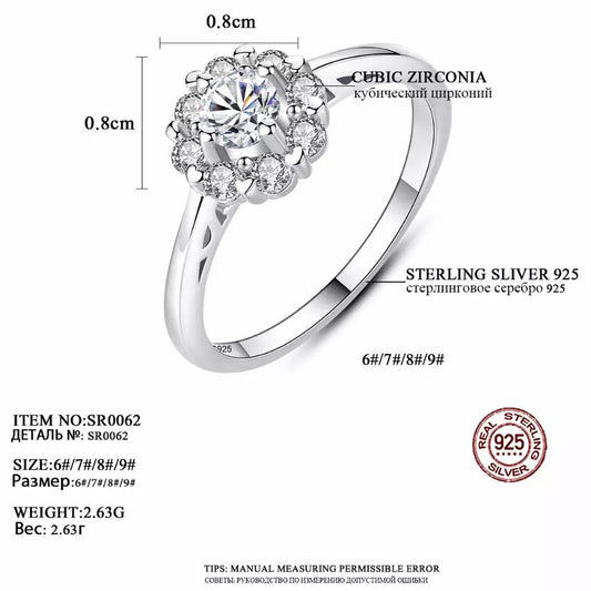 Aetolia 925 Sterling Silver 18K Gold Plated Flower Shaped Mounting Mini CZ Diamond Ring SR0062