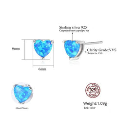 Aetolia 925 Sterling Silver Opal Earrings 3 Prong Cute Heart Opal Stud Earrings SE0240