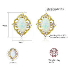 Aetolia 925 Sterling Silver Opal Earrings Vintage Style Opal Stud Earrings SE0317