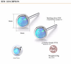 Aetolia 925 Sterling Silver Opal Earrings 4MM Round Fire Opal Stud Earrings SE0234