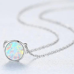 Aetolia 925 Sterling Silver Opal Necklace Bead Charm Opal Pendant Necklace SN0300