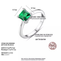 Aetolia 925 Sterling Silver 18K Gold Plated 4 Prong Square Emerald Solitaire Ring SR0048