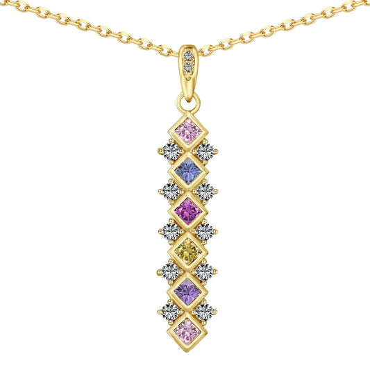 Aetolia Waterproof 18K Gold Plated Jewelry Colorful Cubic Zircon Diamond Pendant Necklace S925 Sterling Silver Necklaces For Women