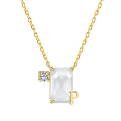 Aetolia Initial Letter A-Z Sparkle Joias Corrente De Prata 925 Sterling Silver Cubic Zirconia Necklace Adjustable Necklaces For Women