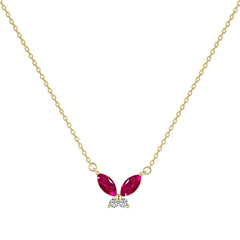 Aetolia High Quality Colorful Butterfly Bow Necklace Set S925 Sterling Silver Simple Clavicle Chain Necklaces Pendants For Women