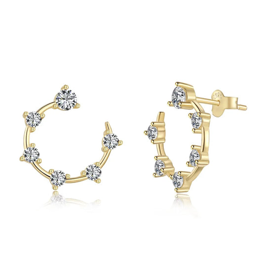 Aetolia Popular Jewelry Trendy 18K Gold Plated Earrings Sterling Silver 925 Hoop Heart Cz Zirconia Stone Stud Earrings Hoop Design