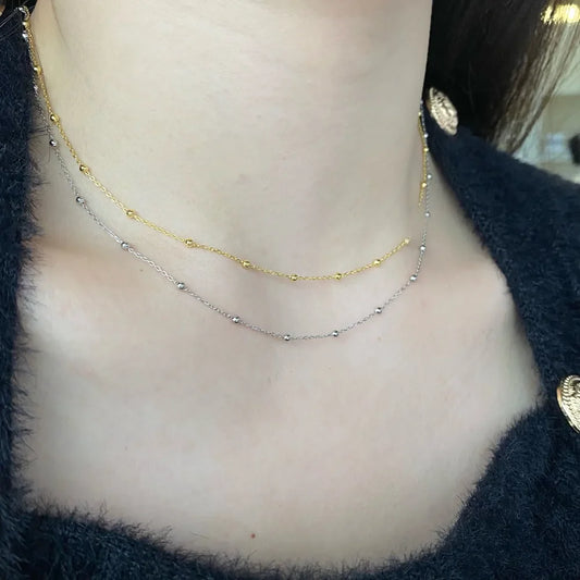 Aetolia Plata 925 Trendy Silver 925 Jewelry Necklace Custom 925 Sterling Silver Gold Chain 18k Gold Plated Beaded Thin Necklace