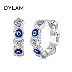 Aetolia Heart Earrings Devil Eye Earrings 925 Sterling Silver Korean Cz Cubic Zircon Enamel Hoop Evil Eye Earrings Jewelry Women