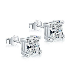 Aetolia 100% Silver S925 stud earrings square 5A zircons for women wedding