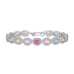 Aetolia Low Price Sparkling 925 Sterling Silver Bracelet Jewelry Set Cubic Zirconia Colorful Pink Stone Diamond Tennis Bracelets Women