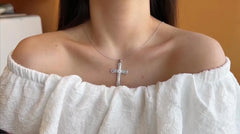 Aetolia Christian Gifts Crucifix Religious Jewelry Cross Necklace Big Cross Necklace White Gold Plated Cross Pendant Necklace