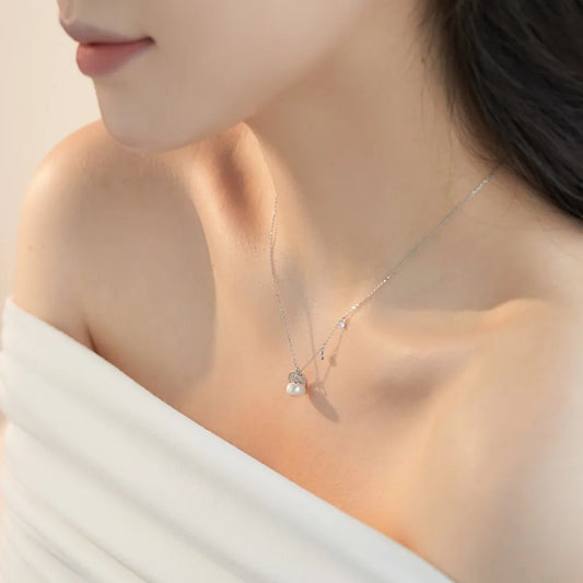 Aetolia Designer 925 Sterling Silver Chian Choker CZ Cubic Zirconia Necklace For Women Dainty Pearl Pendant Necklaces Jewelry Woman Girl