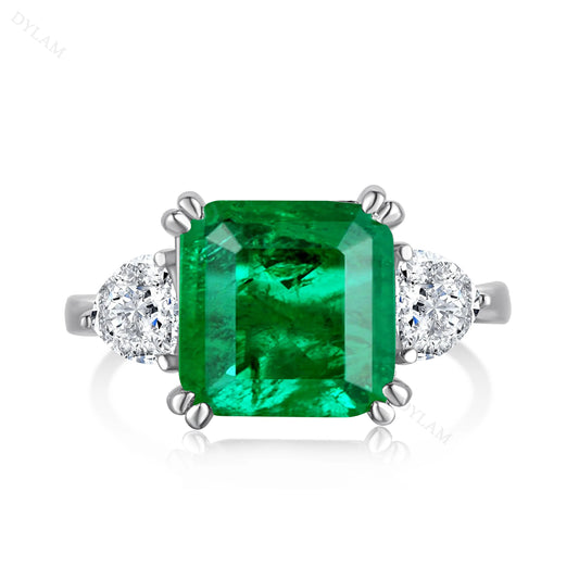 Aetolia Custom 5A CZ Cubic Zirconia Emerald Stone Green Engagement Ring Diamond 925 Sterling Silver jewelry Gold Wedding Rings For Women