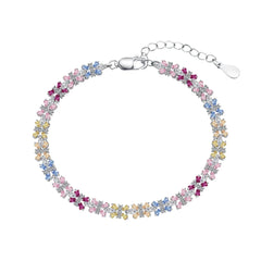 Aetolia Heart Butterfly Rainbow Pink Stone Adjustable S925 Sterling Silver Bracelets Women CZ Tennis Bracelet Femme Jewelry Set