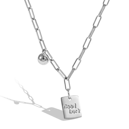 Aetolia Manufacturer Wholesale Fine Popular 925 Sterling Silver Chain Necklace Letter Good Luck Square Pendant Necklaces For Women