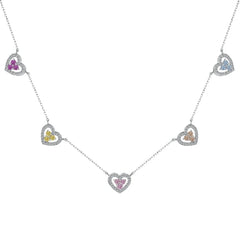 Aetolia Designer Emerald Pink Yellow Colorful Jewelry Women S925 Silver Heart Shape Hallow Out 5A Zirconia Pendant Necklaces