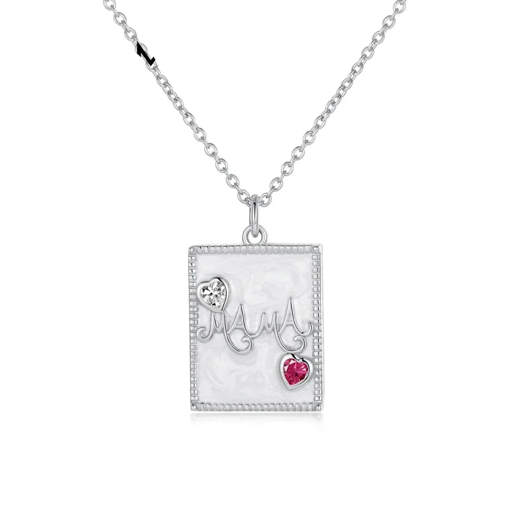 Aetolia New Arrivals Mother's Day Gift MAMA Necklace 925 sterling Silver 18k Gold Rhodium Plated Square Pendant Necklace
