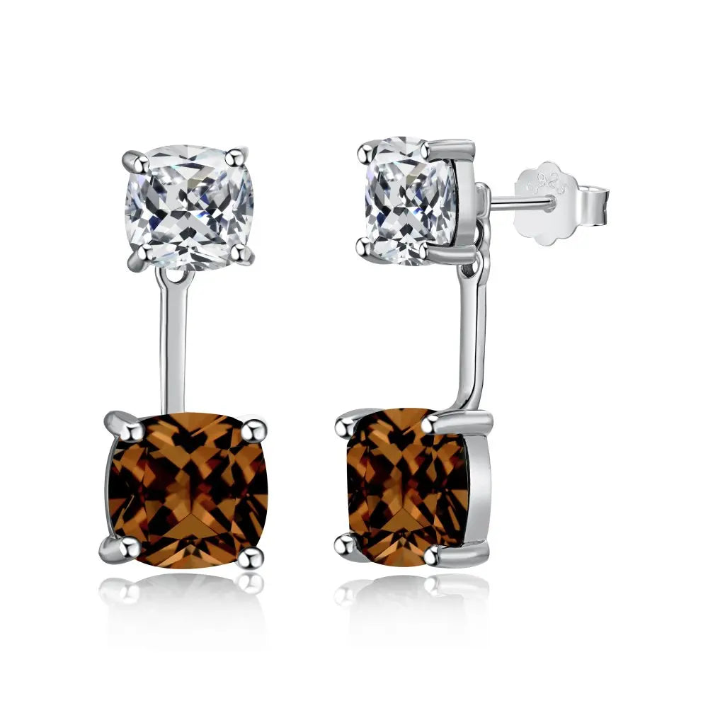 Aetolia S925 Sterling Silver Diamond Sparkling 2 Stone Red Leopard Print 5A Zirconia 5Ct Party Wedding Bridal Stud Earrings For Women