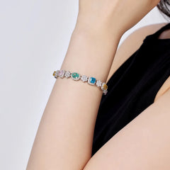 Aetolia Colorful 5A Cubic Zircon Bridal Jewelry S925 Silver Bracelet Delicate Oval Diamond Iced Out Tennis Bracelets For Women