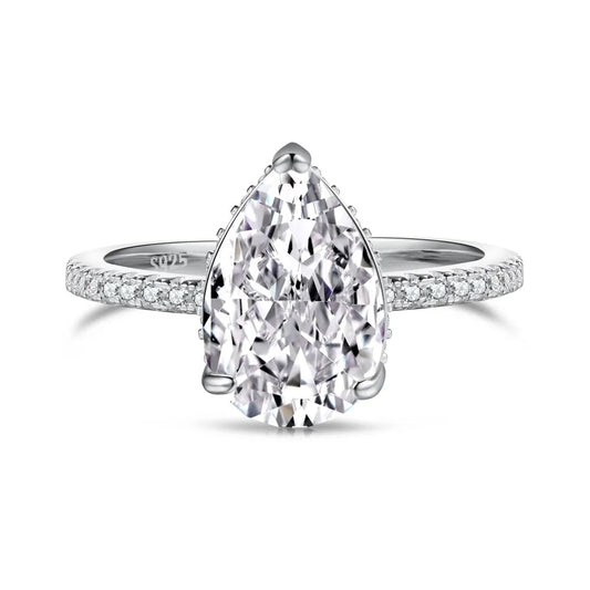 Aetolia Fine Jewellery Crushed Ice Out Pear Diamond 925 Sterling Silver Ring Cz Cubic Zirconia Wedding Engagement Rings Jewelry Women