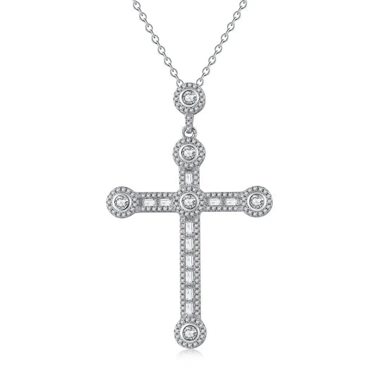 Aetolia Vintage S925 Plata Silver diamond Christianism necklace Cross link chain necklace Jewelry