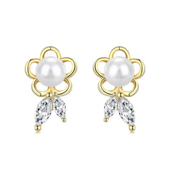 Aetolia 925 Women Statement Earring Set Korean Fashion Pearls Knot Sterling Silver Tiny Trend Zircon Cherry Stud Gold Heart