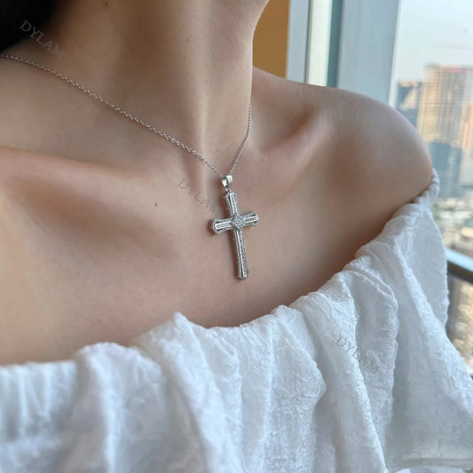 Aetolia Christian Gifts Crucifix Religious Jewelry Cross Necklace Big Cross Necklace White Gold Plated Cross Pendant Necklace