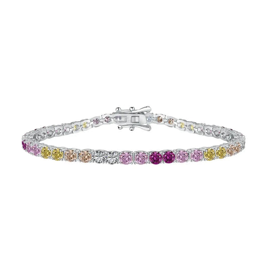 Aetolia Rainbow Adjustable Zircon Tennis Chain Bracelet Jewelry Women Multicolored S925 Silver Iced Out Diamond Tennis Bracelet