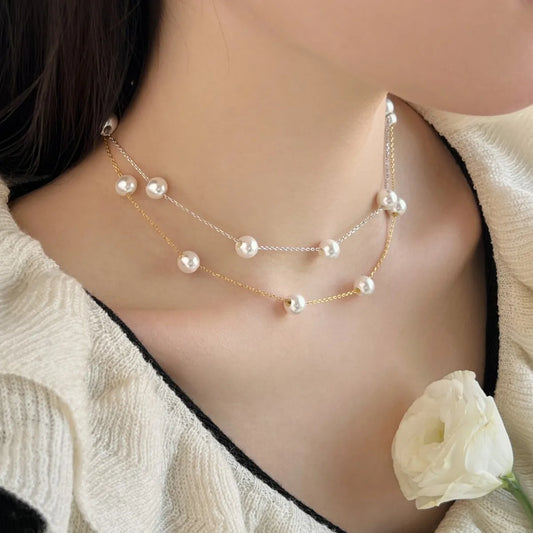 Aetolia Luxury 18K Gold Plated Chain Link Jewellery Silver 925 Necklace For Wedding Party Pearl Necklaces Pendants For Women