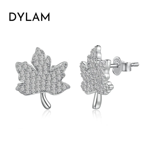 Aetolia Fast Delivery Maple Leaf Cubic Zirconia Shiny Earrings For Women Accessories S925 Sterling Silver Handmade Diy Earring