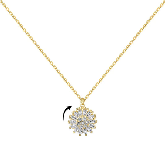 Aetolia 925 Sterling Silver Cubic Zirconia Spinner Necklace Female Round Pendant Ins Korea Diamond Necklaces 18K Gold Plated Jewelry