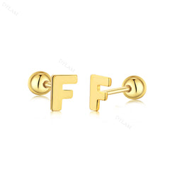 Aetolia Hypoallergenic 18k Gold Earrings Jewelry 925 Sterling Silver Screw Earrings Statement Alphabet Initial Letter Earring