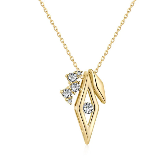 Aetolia Charm Vintage Rhombus Cubic Zirconia 925 Sterling Silver Pendant Necklace 18K Gold Plated Jewelry Christmas Necklaces For Women