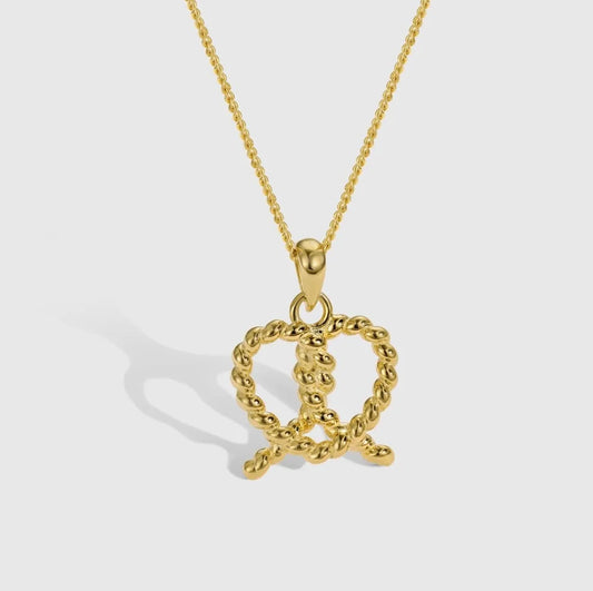 Aetolia 18K Gold Plated necklace s925 Sterling Silver Heart Shape Twist Intersect Beaded Chain Pendant Necklaces jewelry women